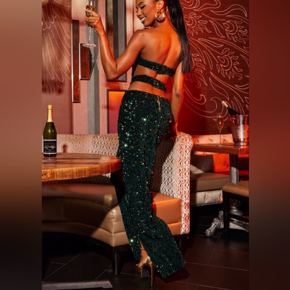 NWT Pop The Bottle Sequin Maxi Dress - Hunter - Picture 2 of 9